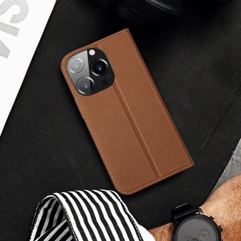 Dux Ducis Skin X2 etui do iPhone 14 Pro pokrowiec z magnetyczną klapką brązowy Dux Ducis Skin X2 etui do iPhone 14 Pro pokrowiec z magnetyczną klapką brązowy