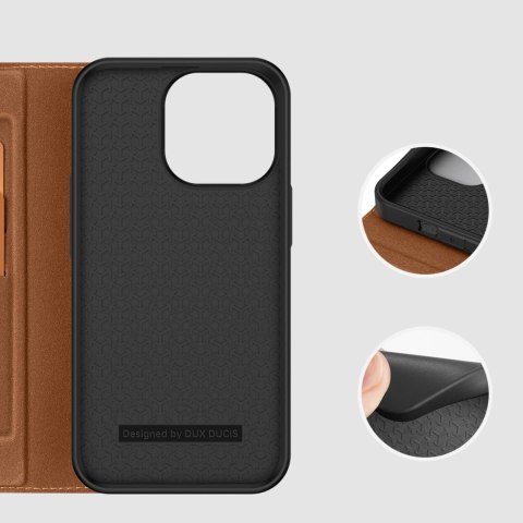 Dux Ducis Skin X2 etui do iPhone 14 Pro pokrowiec z magnetyczną klapką brązowy Dux Ducis Skin X2 etui do iPhone 14 Pro pokrowiec z magnetyczną klapką brązowy
