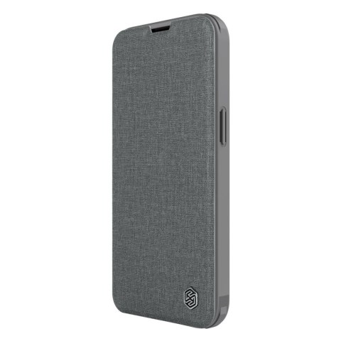 Nillkin Qin Cloth Pro Case etui do iPhone 14 Plus osłona na aparat kabura pokrowiec obudowa z klapką szary