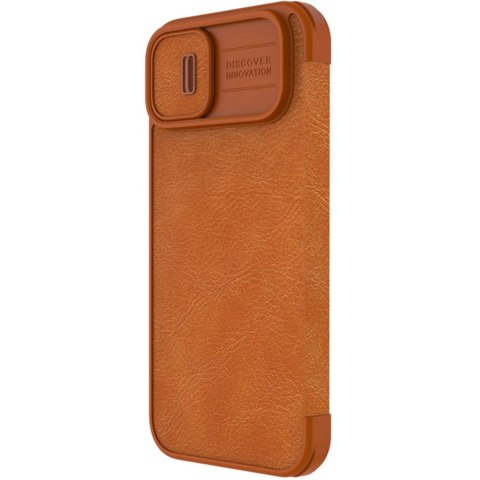 Nillkin Qin Leather Pro Case etui iPhone 14 Plus osłona na aparat kabura pokrowiec obudowa z klapką brązowy Nillkin Qin Leather Pro Case etui iPhone 14 Plus osłona na aparat kabura pokrowiec obudowa z klapką brązowy