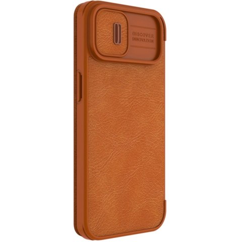 Nillkin Qin Leather Pro Case etui iPhone 14 Plus osłona na aparat kabura pokrowiec obudowa z klapką brązowy Nillkin Qin Leather Pro Case etui iPhone 14 Plus osłona na aparat kabura pokrowiec obudowa z klapką brązowy