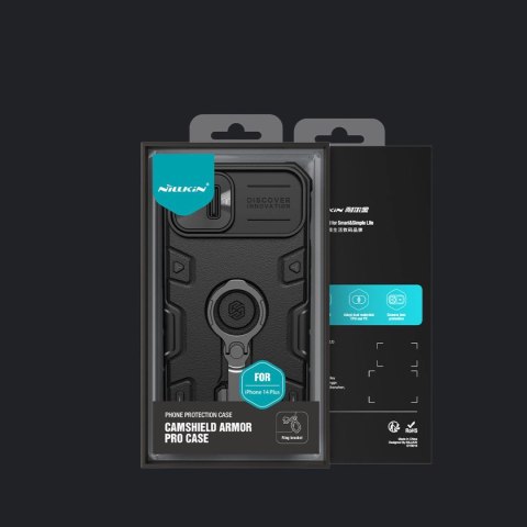 Nillkin CamShield Armor Pro Case etui iPhone 14 Plus pancerny pokrowiec z osłoną na aparat ring podstawka niebieskie Nillkin CamShield Armor Pro Case etui iPhone 14 Plus pancerny pokrowiec z osłoną na aparat ring podstawka niebieskie