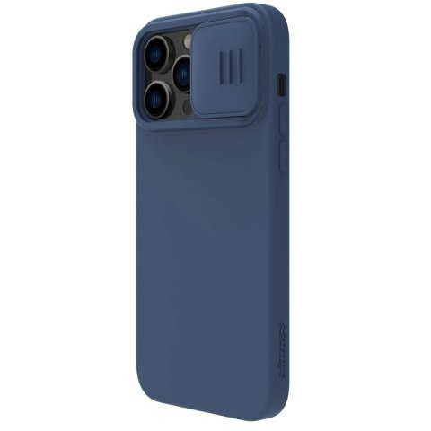 Nillkin CamShield Magnetic Silicone Case etui iPhone 14 Pro Max magnetyczny MagSafe pokrowiec z osłoną na aparat niebieski Nillkin CamShield Magnetic Silicone Case etui iPhone 14 Pro Max magnetyczny MagSafe pokrowiec z osłoną na aparat niebieski