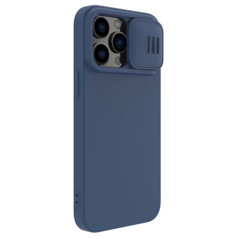 Nillkin CamShield Silky Silicone Case etui iPhone 14 Pro Max silikonowy pokrowiec z osłoną na aparat niebieskie Nillkin CamShield Silky Silicone Case etui iPhone 14 Pro Max silikonowy pokrowiec z osłoną na aparat niebieskie