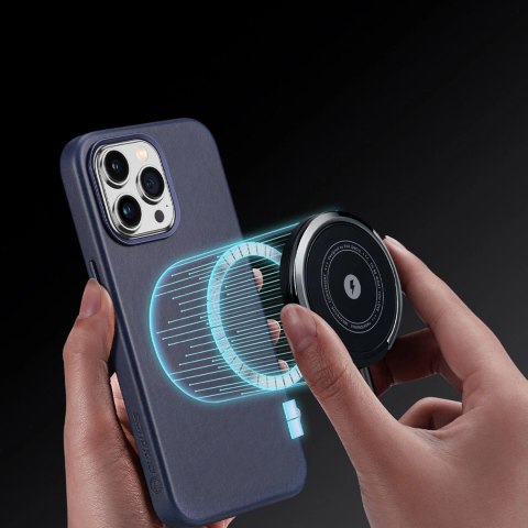 Dux Ducis Naples etui iPhone 14 Pro Max magnetyczny skórzany pokrowiec MagSafe niebieskie Dux Ducis Naples etui iPhone 14 Pro Max magnetyczny skórzany pokrowiec MagSafe niebieskie