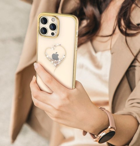 Etui silikonowe z kryształami Swarovski Kingxbar Wish Series do iPhone 14 Plus - złote Etui silikonowe z kryształami Swarovski Kingxbar Wish Series do iPhone 14 Plus - złote