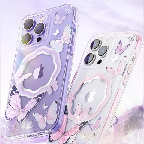 Kingxbar Butterfly Series magnetyczne etui iPhone 14 Plus MagSafe etui z motylami różowe Kingxbar Butterfly Series magnetyczne etui iPhone 14 Plus MagSafe etui z motylami różowe