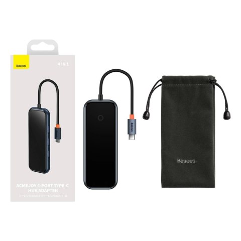 Baseus AcmeJoy HUB 4-portowy (USB-C do 1x USB-C PD&Data/3x USB3.0) ciemnoszary (WKJZ010013) Baseus AcmeJoy HUB 4-portowy (USB-C do 1x USB-C PD&Data/3x USB3.0) ciemnoszary (WKJZ010013)