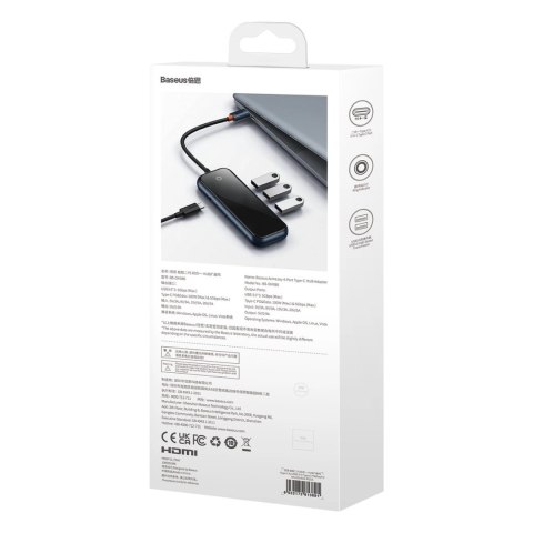 Baseus AcmeJoy HUB 4-portowy (USB-C do 1x USB-C PD&Data/3x USB3.0) ciemnoszary (WKJZ010013) Baseus AcmeJoy HUB 4-portowy (USB-C do 1x USB-C PD&Data/3x USB3.0) ciemnoszary (WKJZ010013)
