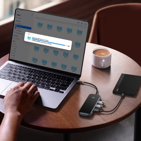 Baseus AcmeJoy HUB 4-portowy (USB-C do 1x USB-C PD&Data/3x USB3.0) ciemnoszary (WKJZ010013) Baseus AcmeJoy HUB 4-portowy (USB-C do 1x USB-C PD&Data/3x USB3.0) ciemnoszary (WKJZ010013)
