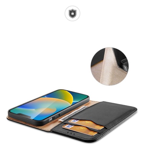 Dux Ducis Hivo skórzane etui z klapką pokrowiec ze skóry naturalnej portfel na karty i dokumenty iPhone 14 Plus czarny Dux Ducis Hivo skórzane etui z klapką pokrowiec ze skóry naturalnej portfel na karty i dokumenty iPhone 14 Plus czarny