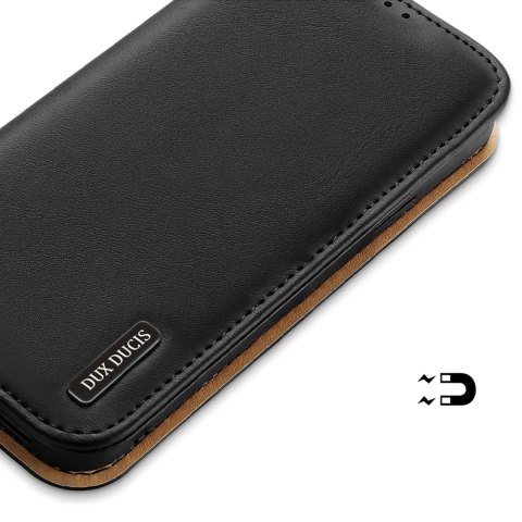 Dux Ducis Hivo skórzane etui z klapką pokrowiec ze skóry naturalnej portfel na karty i dokumenty iPhone 14 Plus czarny Dux Ducis Hivo skórzane etui z klapką pokrowiec ze skóry naturalnej portfel na karty i dokumenty iPhone 14 Plus czarny