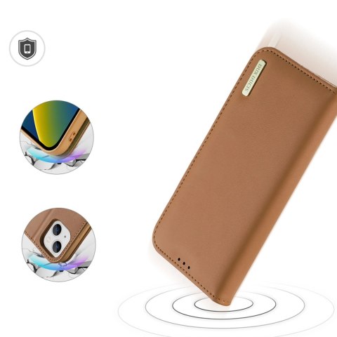 Dux Ducis Hivo skórzane etui z klapką pokrowiec ze skóry naturalnej portfel na karty i dokumenty iPhone 14 brązowy Dux Ducis Hivo skórzane etui z klapką pokrowiec ze skóry naturalnej portfel na karty i dokumenty iPhone 14 brązowy