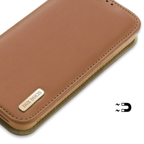 Dux Ducis Hivo skórzane etui z klapką pokrowiec ze skóry naturalnej portfel na karty i dokumenty iPhone 14 brązowy Dux Ducis Hivo skórzane etui z klapką pokrowiec ze skóry naturalnej portfel na karty i dokumenty iPhone 14 brązowy