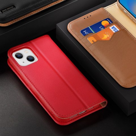 Dux Ducis Hivo skórzane etui z klapką pokrowiec ze skóry naturalnej portfel na karty i dokumenty iPhone 14 brązowy Dux Ducis Hivo skórzane etui z klapką pokrowiec ze skóry naturalnej portfel na karty i dokumenty iPhone 14 brązowy
