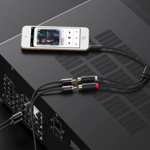 Ugreen adapter audio jack 3.5mm męski do 2xRCA żeński kabel 0.25m szary (AV109)