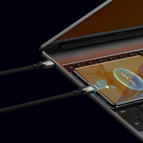 Baseus Glimmer Series kabel do szybkiego ładowania USB-C 480Mb/s PD 100W 2m czarny Baseus Glimmer Series kabel do szybkiego ładowania USB-C 480Mb/s PD 100W 2m czarny
