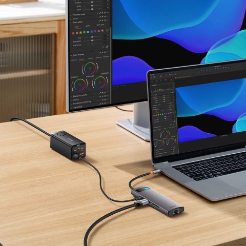 Baseus StarJoy HUB 8w1 USB Typ C - 3x USB / HDMI / RJ45 (1Gbps) / czytnik kart SD i TF / USB Typ C PD szary (WKWG080113) Baseus StarJoy HUB 8w1 USB Typ C - 3x USB / HDMI / RJ45 (1Gbps) / czytnik kart SD i TF / USB Typ C PD szary (WKWG080113)
