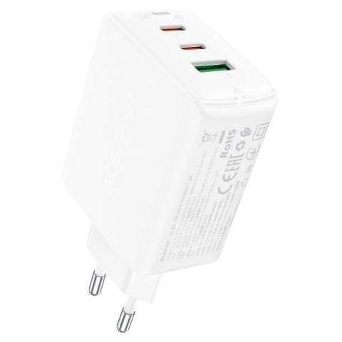 Acefast szybka ładowarka sieciowa GaN (2x USB-C / USB-A) PPS / PD / QC4+ 65W biała (A41) Acefast szybka ładowarka sieciowa GaN (2x USB-C / USB-A) PPS / PD / QC4+ 65W biała (A41)