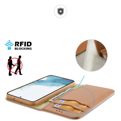 Dux Ducis Hivo etui Samsung Galaxy S23+ pokrowiec z klapką portfel podstawka blokada RFID brązowe Dux Ducis Hivo etui Samsung Galaxy S23+ pokrowiec z klapką portfel podstawka blokada RFID brązowe
