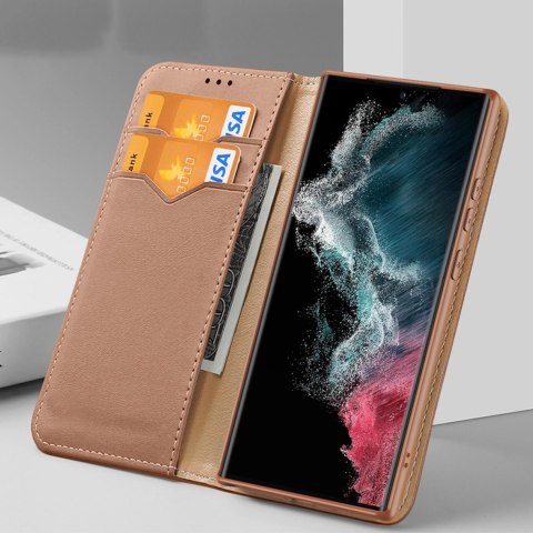 Dux Ducis Hivo etui Samsung Galaxy S23+ pokrowiec z klapką portfel podstawka blokada RFID brązowe Dux Ducis Hivo etui Samsung Galaxy S23+ pokrowiec z klapką portfel podstawka blokada RFID brązowe