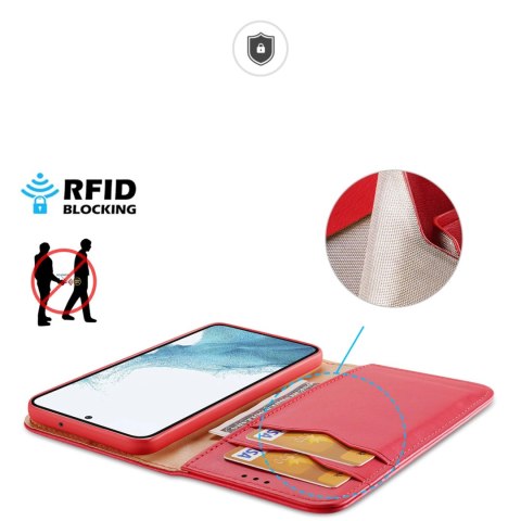 Dux Ducis Hivo etui Samsung Galaxy S23+ pokrowiec z klapką portfel podstawka blokada RFID czerwone Dux Ducis Hivo etui Samsung Galaxy S23+ pokrowiec z klapką portfel podstawka blokada RFID czerwone