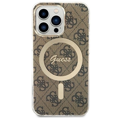 Etui Guess 4G Print MagSafe na iPhone 13 Pro + ładowarka indukcyjna - brązowe Etui Guess 4G Print MagSafe na iPhone 13 Pro + ładowarka indukcyjna - brązowe