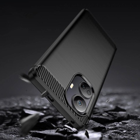 Carbon Case etui do Realme 10 Pro+ elastyczny silikonowy karbonowy pokrowiec czarne