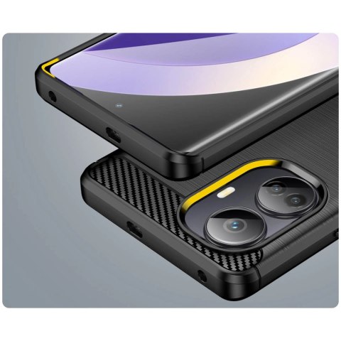 Carbon Case etui do Realme 10 Pro+ elastyczny silikonowy karbonowy pokrowiec czarne
