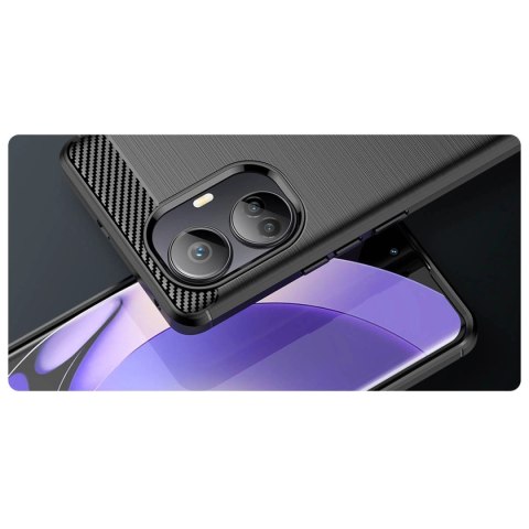 Carbon Case etui do Realme 10 Pro+ elastyczny silikonowy karbonowy pokrowiec czarne