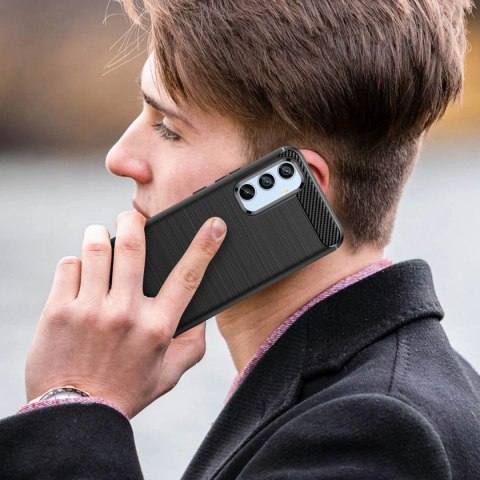 Carbon Case etui do Samsung Galaxy A54 5G elastyczny silikonowy karbonowy pokrowiec czarne