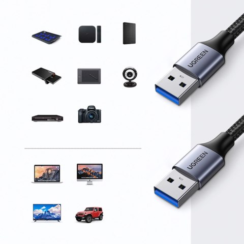 Ugreen kabel przewód USB - USB 3.0 5Gb/s 2m szary (US373) Ugreen kabel przewód USB - USB 3.0 5Gb/s 2m szary (US373)