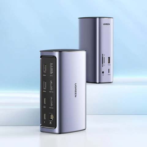 Ugreen wielofunkcyjna stacja dokująca HUB 12w1 USB C USB HDMI DP RJ45 AUX SD TF szara (CM555) Ugreen wielofunkcyjna stacja dokująca HUB 12w1 USB C USB HDMI DP RJ45 AUX SD TF szara (CM555)