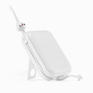 Joyroom powerbank z kablami USB C i Lightning oraz podstawką Cutie Series 10000mAh 22.5W biały (JR-L008)