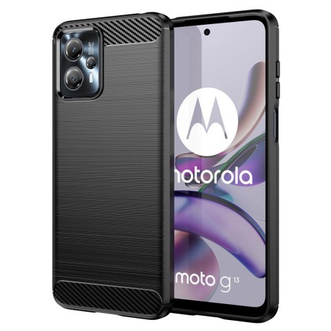 Carbon Case etui Motorola Moto G13 elastyczny silikonowy karbonowy pokrowiec czarne Carbon Case etui Motorola Moto G13 elastyczny silikonowy karbonowy pokrowiec czarne