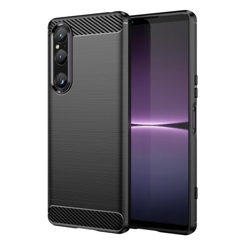 Carbon Case etui do Sony Xperia 1 V elastyczny silikonowy karbonowy pokrowiec czarne Carbon Case etui do Sony Xperia 1 V elastyczny silikonowy karbonowy pokrowiec czarne