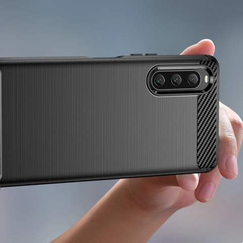Carbon Case etui do Sony Xperia 10 V elastyczny silikonowy karbonowy pokrowiec czarne Carbon Case etui do Sony Xperia 10 V elastyczny silikonowy karbonowy pokrowiec czarne