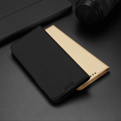Dux Ducis Skin Pro etui do Xiaomi Redmi 11A / Poco C55 / Redmi 12C pokrowiec z klapką portfel na kartę podstawka złote