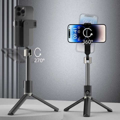 Selfie stick / kijek teleskopowy ze statywem Dudao F18B - czarny Selfie stick / kijek teleskopowy ze statywem Dudao F18B - czarny