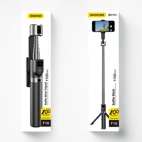 Selfie stick / kijek teleskopowy ze statywem Dudao F18B - czarny Selfie stick / kijek teleskopowy ze statywem Dudao F18B - czarny