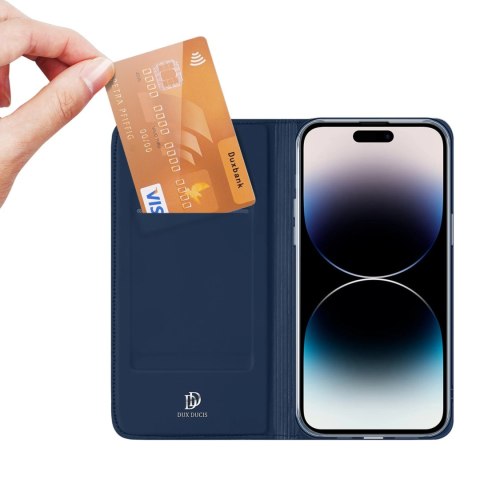 Etui do iPhone 15 Pro pokrowiec z klapką i portfelem Dux Ducis Skin Pro - niebieski Etui do iPhone 15 Pro pokrowiec z klapką i portfelem Dux Ducis Skin Pro - niebieski
