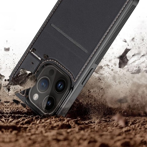 Etui portfel Dux Ducis Rafi Mag z podstawką 3w1 do iPhone 13 Pro z MagSafe i blokadą RFID - czarne Etui portfel Dux Ducis Rafi Mag z podstawką 3w1 do iPhone 13 Pro z MagSafe i blokadą RFID - czarne