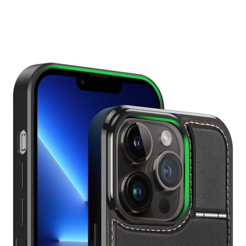 Etui portfel Dux Ducis Rafi Mag z podstawką 3w1 do iPhone 13 Pro z MagSafe i blokadą RFID - czarne Etui portfel Dux Ducis Rafi Mag z podstawką 3w1 do iPhone 13 Pro z MagSafe i blokadą RFID - czarne