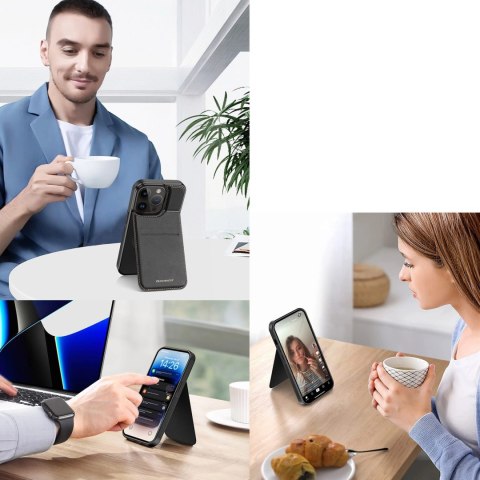 Etui portfel Dux Ducis Rafi Mag z podstawką 3w1 do iPhone 14 Pro z MagSafe i blokadą RFID - czarne Etui portfel Dux Ducis Rafi Mag z podstawką 3w1 do iPhone 14 Pro z MagSafe i blokadą RFID - czarne