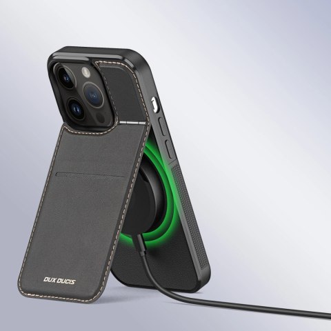 Etui portfel Dux Ducis Rafi Mag z podstawką 3w1 do iPhone 14 Pro z MagSafe i blokadą RFID - czarne Etui portfel Dux Ducis Rafi Mag z podstawką 3w1 do iPhone 14 Pro z MagSafe i blokadą RFID - czarne