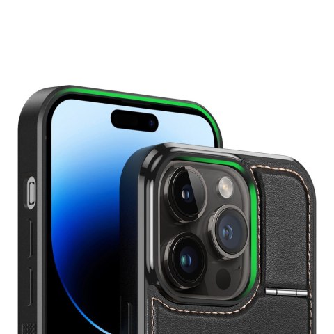 Etui portfel Dux Ducis Rafi Mag z podstawką 3w1 do iPhone 14 Pro z MagSafe i blokadą RFID - czarne Etui portfel Dux Ducis Rafi Mag z podstawką 3w1 do iPhone 14 Pro z MagSafe i blokadą RFID - czarne