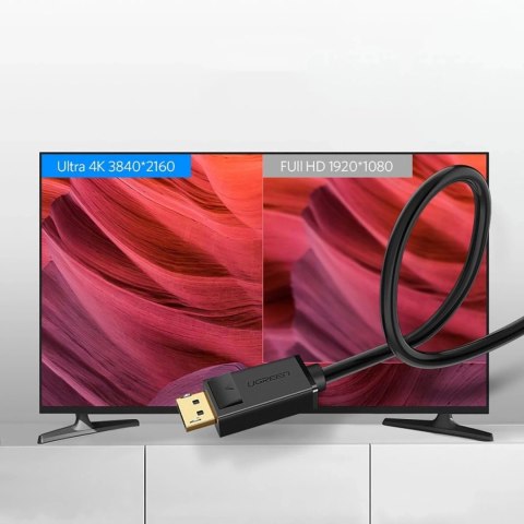 Kabel Ugreen DP102 10244 DisplayPort 1.2 4K / DisplayPort 1.2 4K 1 m - czarny Kabel Ugreen DP102 10244 DisplayPort 1.2 4K / DisplayPort 1.2 4K 1 m - czarny
