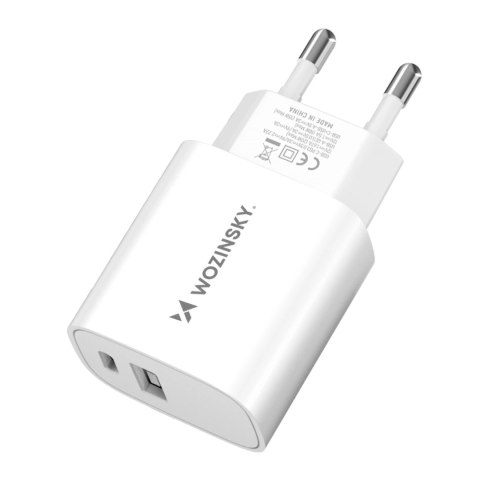 Ładowarka sieciowa Wozinsky WGWCW USB-A USB-C 20W - biała Ładowarka sieciowa Wozinsky WGWCW USB-A USB-C 20W - biała