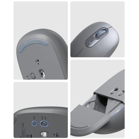 Myszka bezprzewodowa USB 2.4GHz Ugreen MU105 - szara Myszka bezprzewodowa USB 2.4GHz Ugreen MU105 - szara