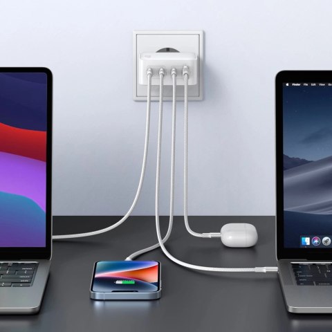 Szybka ładowarka GaN 3xUSB C / USB 100W PPS Ugreen CD226 - biała Szybka ładowarka GaN 3xUSB C / USB 100W PPS Ugreen CD226 - biała